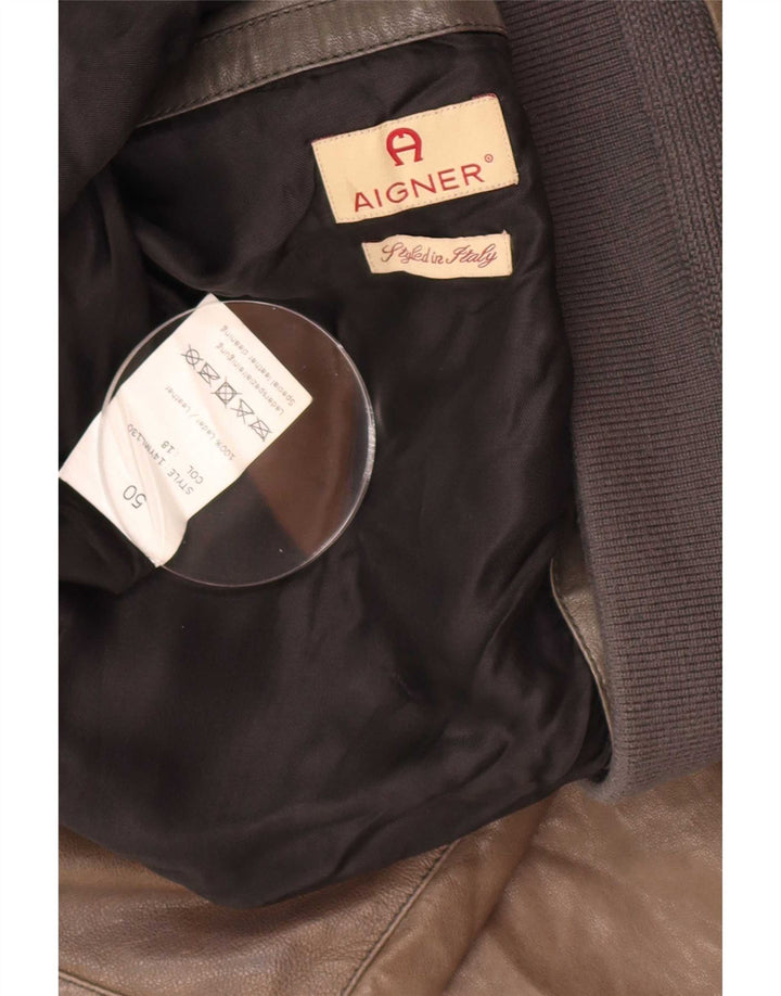 Aigner Bomber Læderjakke til mænd IT 50 Stor Brun
