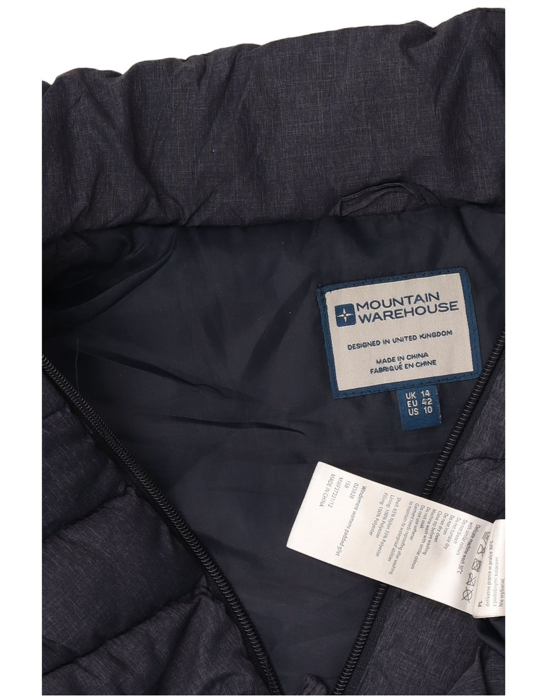 Mountain Warehouse Womens Polstret Gilet UK 14 Large Navy Blue Nylon