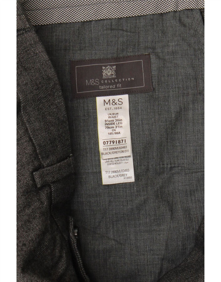 Marks & Spencer Herre Tailored Fit Suit Bukser W36 L31 Grå sildeben