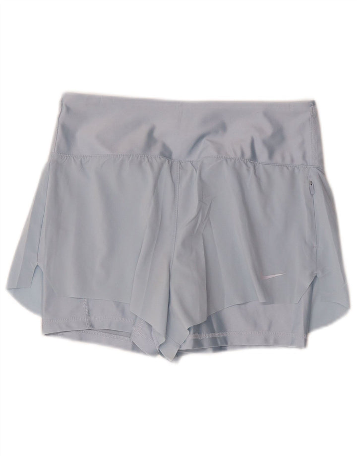 Nike Dame Dri Fit Sport Shorts UK 10 Small Blue Polyester