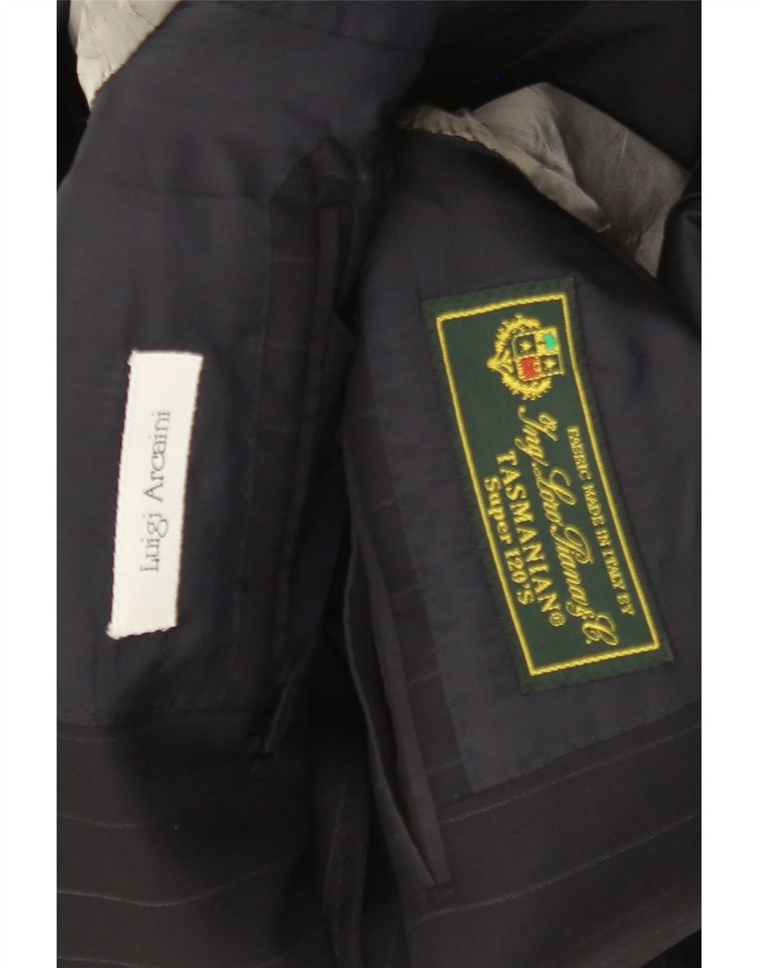 TASMANIAN Herre 3-knaps blazerjakke UK 38 Medium Navy Blue Nålestribe