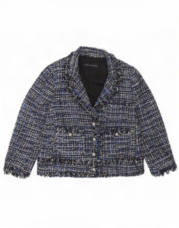 Zara Dame 4-knaps blazerjakke UK 12 Medium Blue Flecked
