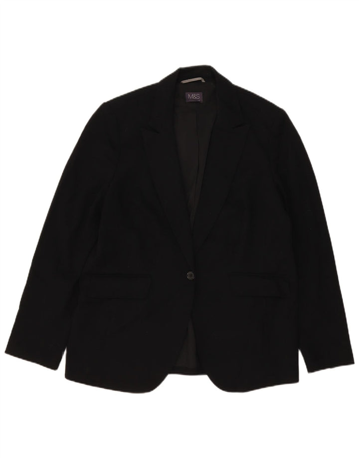 Marks & Spencer Dame 1-knaps blazerjakke UK 16 Stor sort polyester