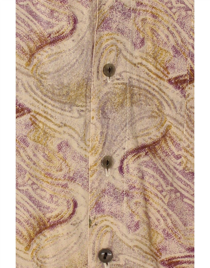 VINTAGE Mens Abstract Pattern Short Sleeve Shirt Medium Beige Vintage Vintage and Second-Hand Vintage from Messina Hembry 