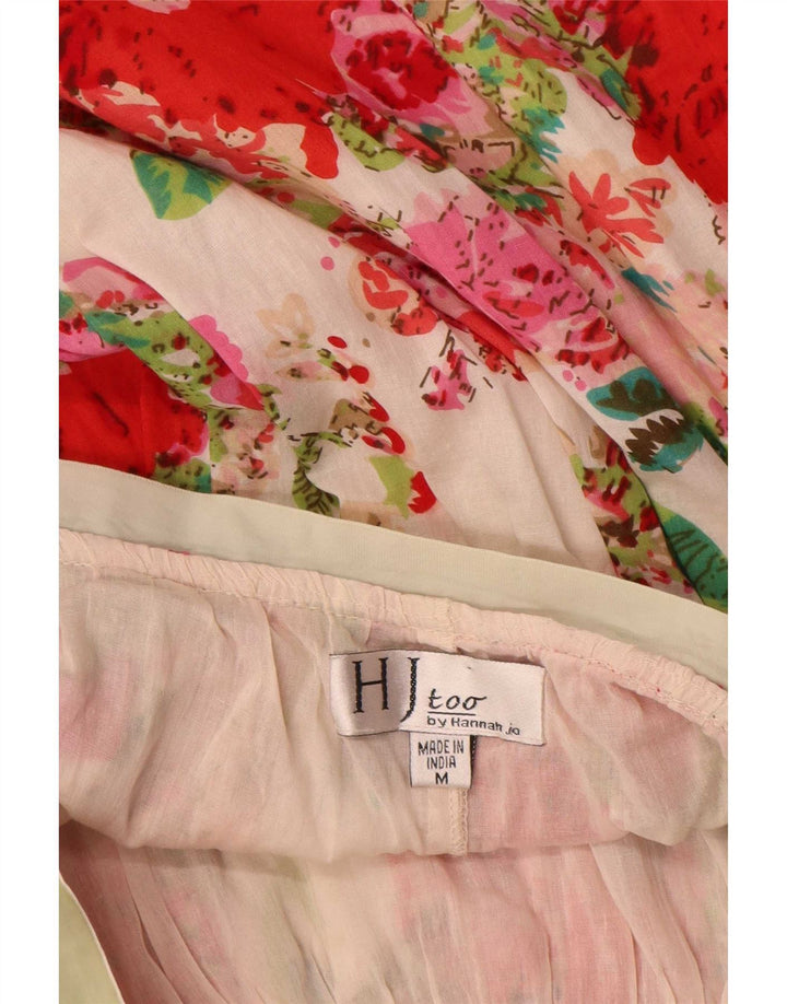 Vintage A-line nederdel til kvinder Medium W30 Beige Blomsterbomuld