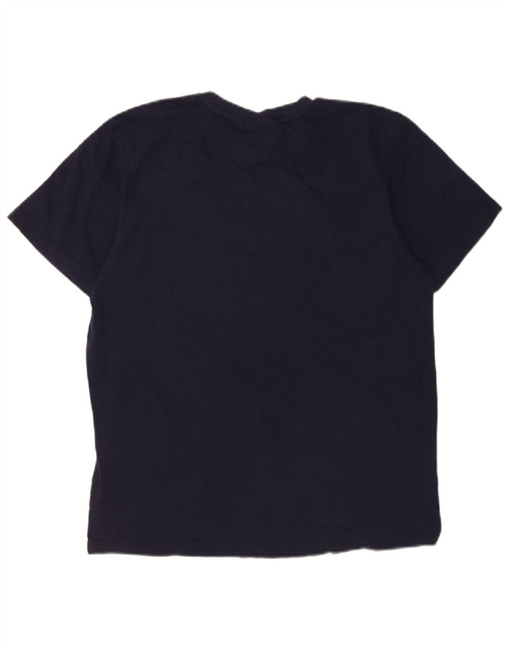 Fila Herre grafisk T-shirt Top Medium Marineblå Colourblock Bomuld