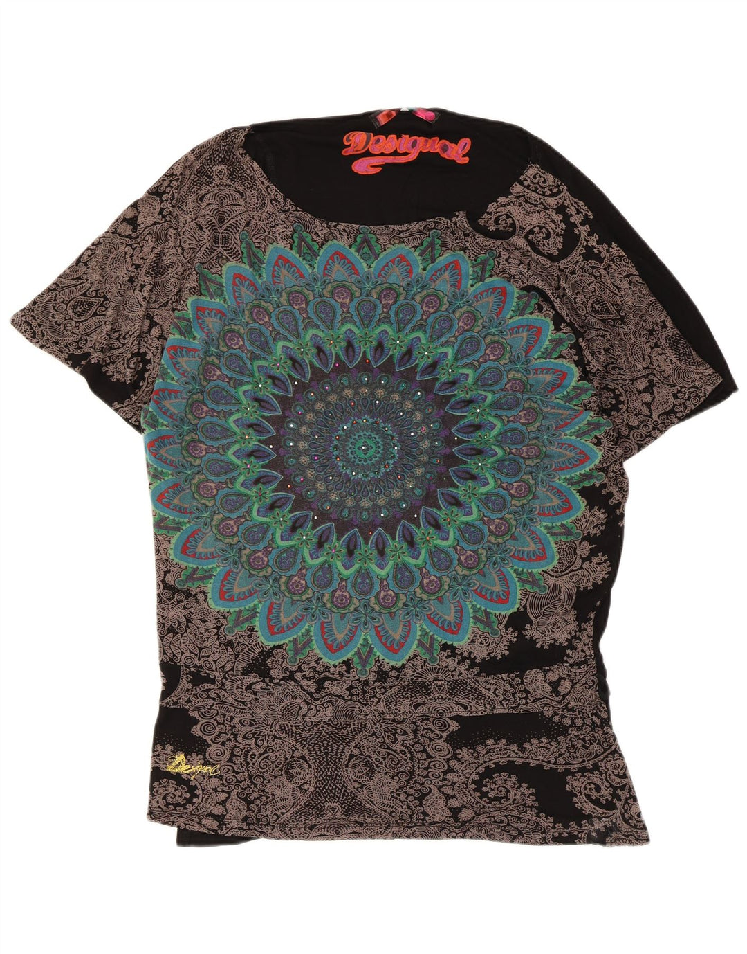 Desigual Dame Oversized Tunika Top UK 16 Large Black Floral Viscose