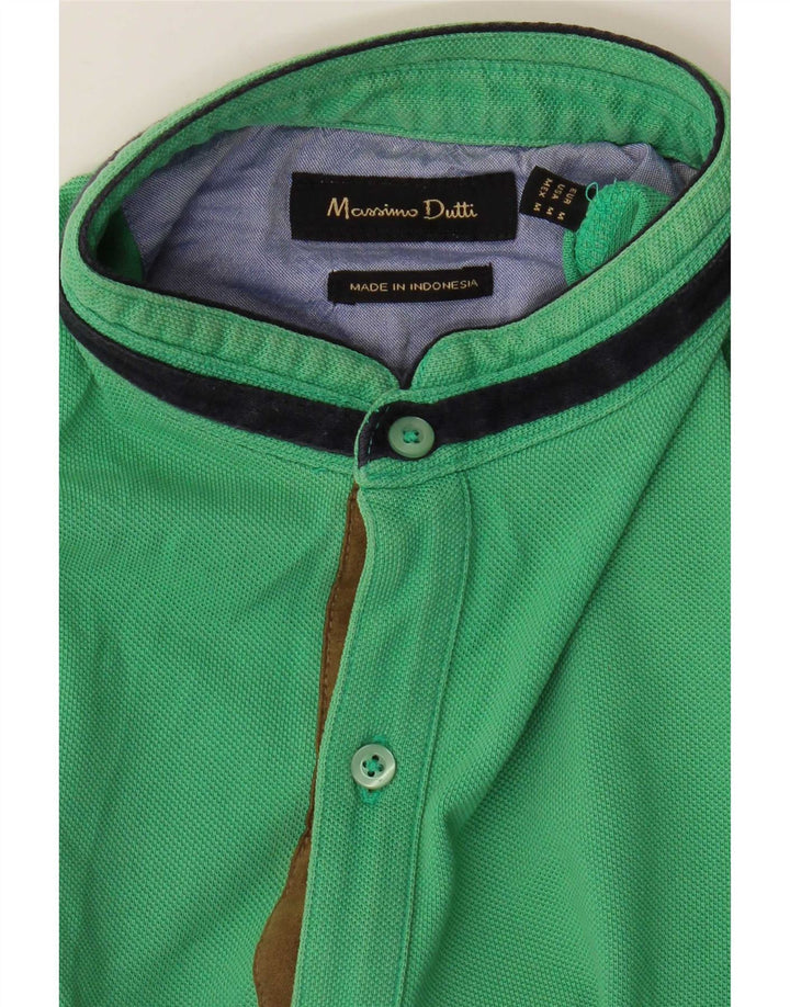 Massimo Dutti herre poloshirt mellemgrøn stribet bomuld