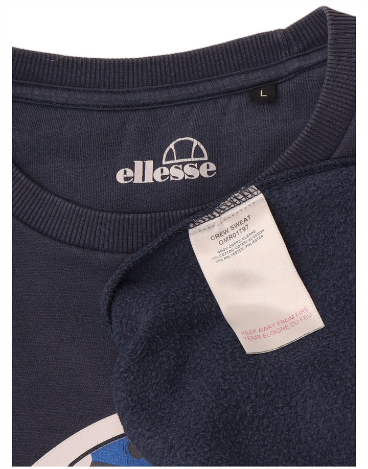 Ellesse Herre Sweatshirt Jumper Large Marineblå Bomuld