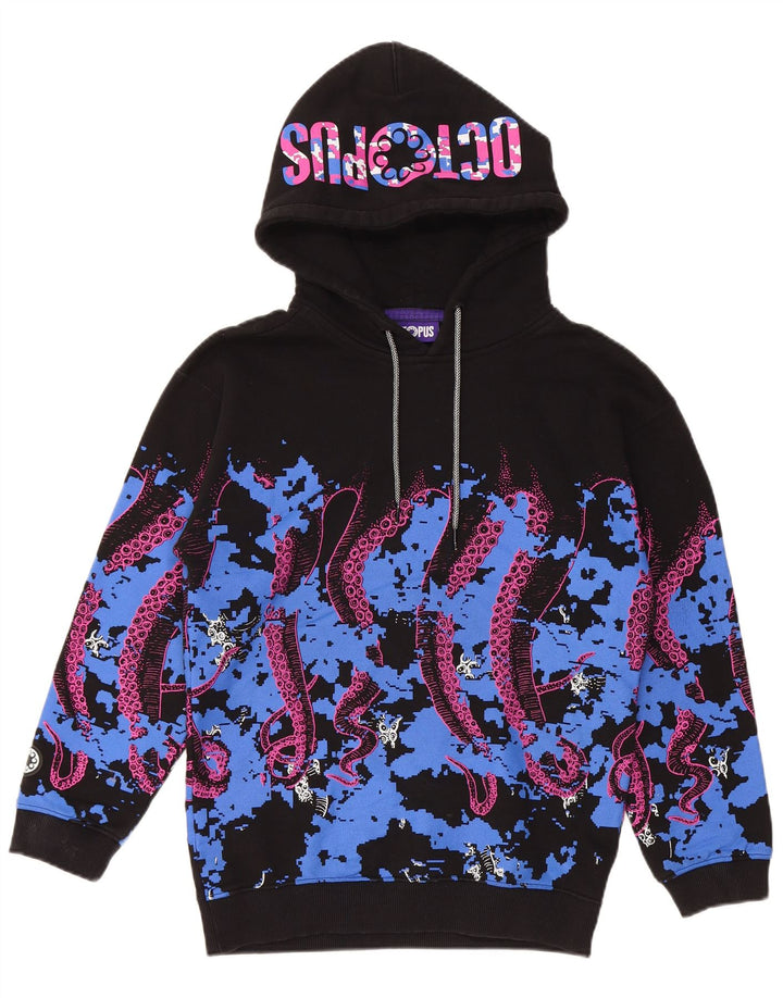 OCTOPUS Grafisk hættetrøje til mænd Small Black Colourblock Bomuld