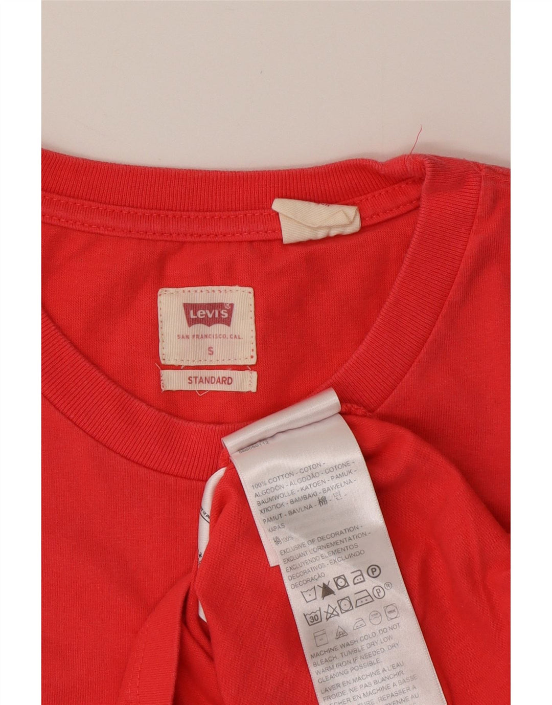 LEVI'S Herre Standard T-Shirt Top Lille Rød Bomuld