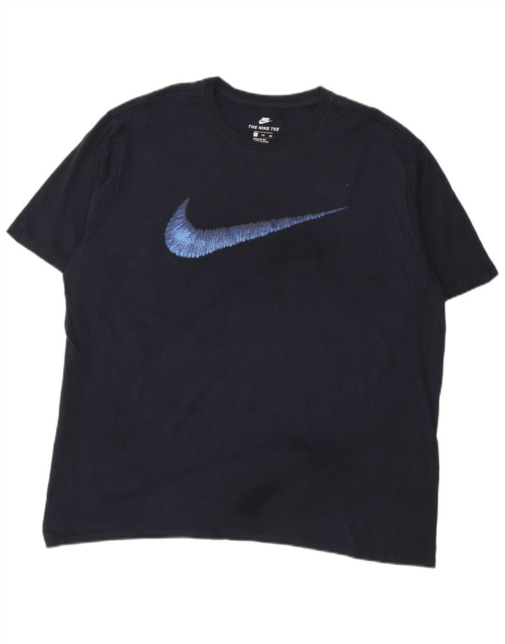 Nike Herre Athletic Cut Grafisk T-Shirt Top 2XL Navy Blue