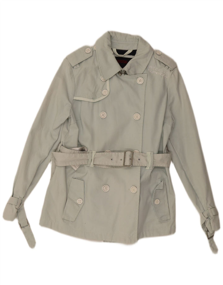 Superdry Womens Short Pea Coat UK 16 Large Green Bomuld
