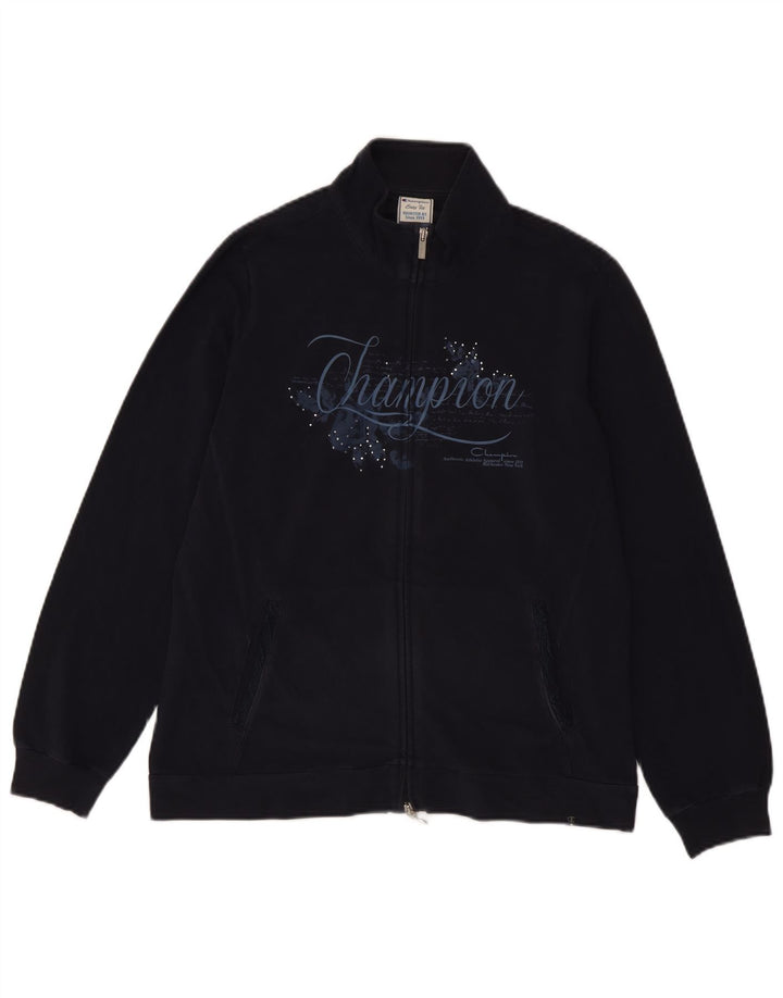 CHAMPION Womens Easy Fit Tracksuit Top Jacket UK 16 Large Navy Blue