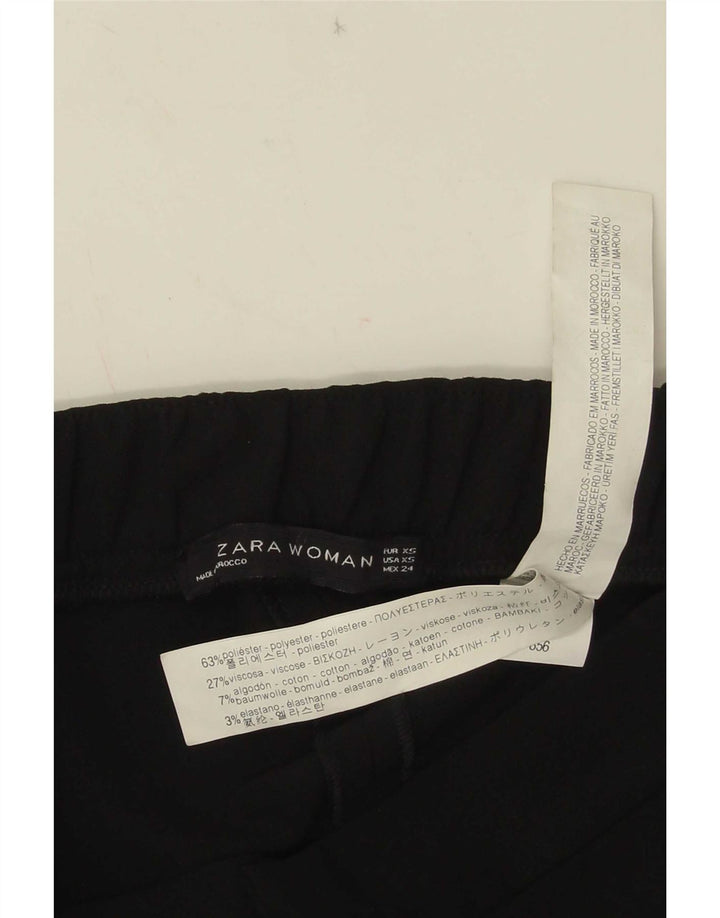 Zara Dame Bootcut Cropped Trousers XS W24 L24 Sort Polyester