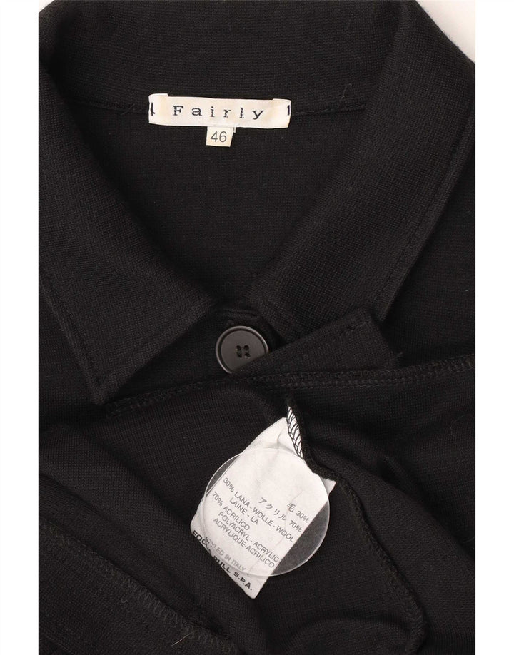 Fairly Womens Overcoat IT 46 Large Black Wool