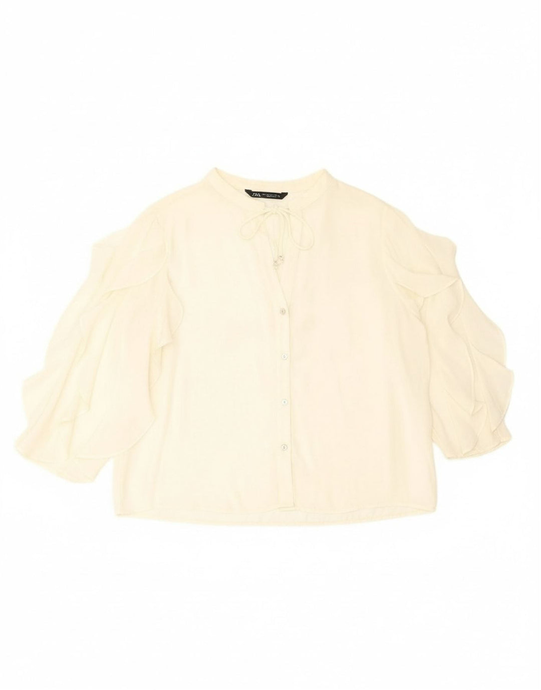 ZARA Womens 3/4 Sleeve Shirt Blouse UK 18 XL Off White Polyester