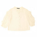 ZARA Womens 3/4 Sleeve Shirt Blouse UK 18 XL Off White Polyester