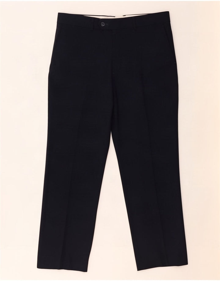 Zara Straight Suit Bukser til mænd EU 44 Large W34 L29 Navy Blue Polyester