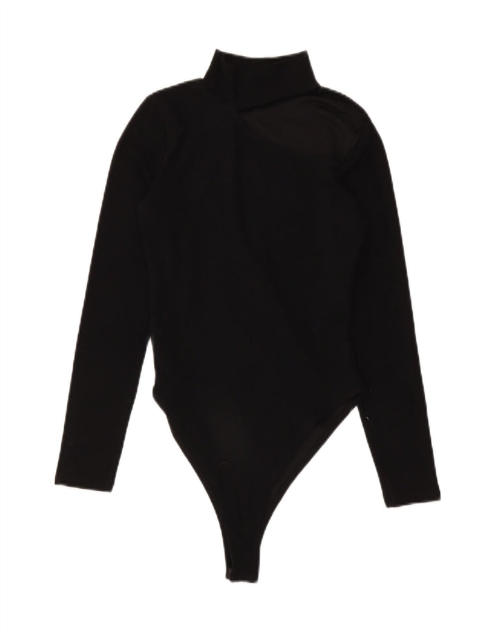 ZARA langærmet bodysuit til kvinder UK 12 Medium Black Polyester