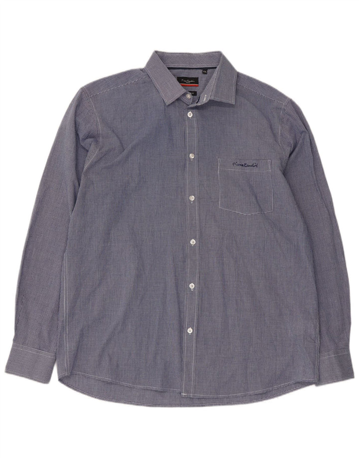 PIERRE CARDIN Herre Regular Fit skjorte 2XL Blå Gingham Polyester