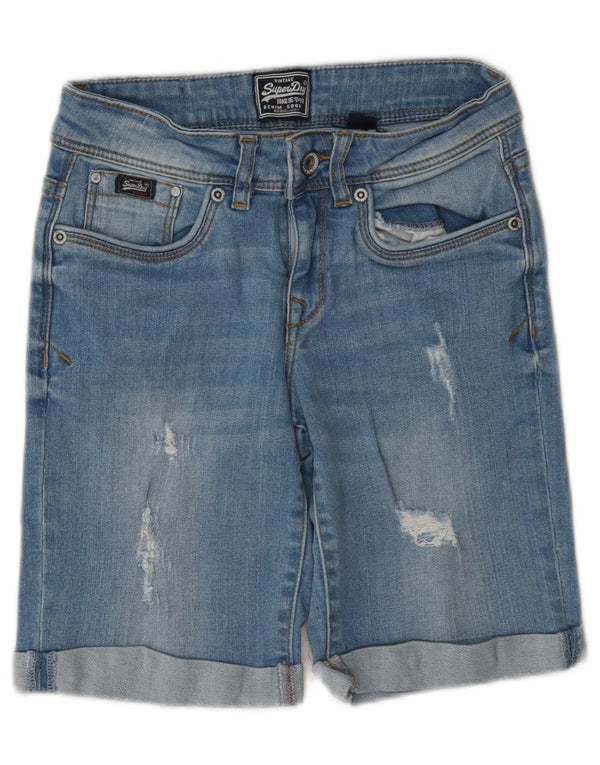 Superdry Distressed Denim Shorts til kvinder W28 Medium Blue