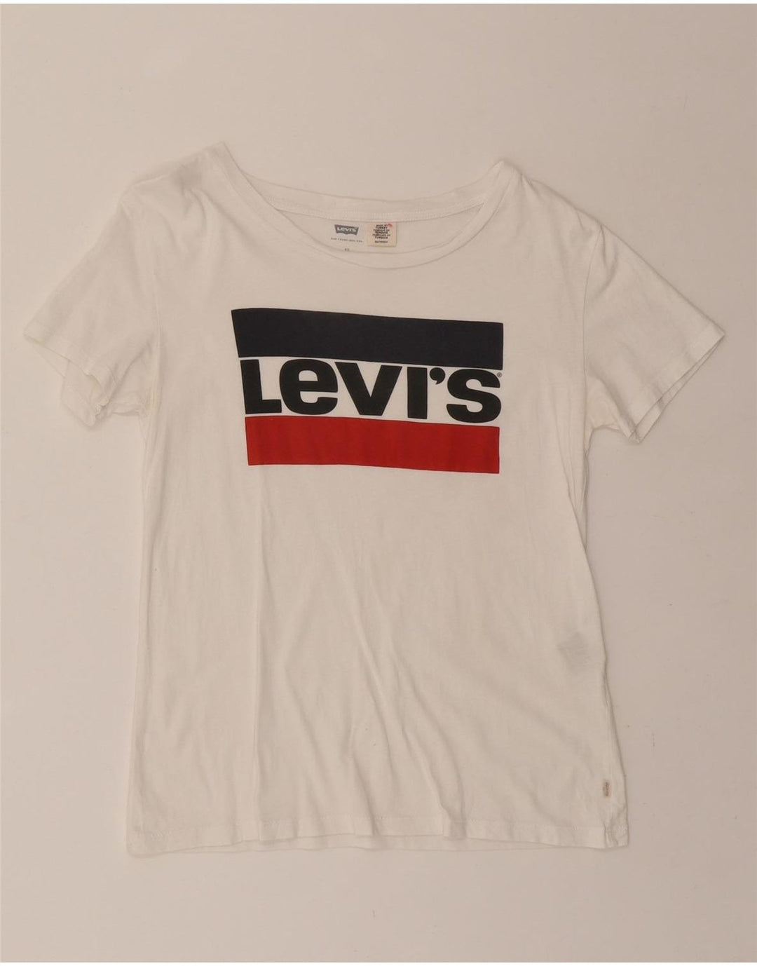 LEVI'S Womens Graphic T-Shirt Top UK 6 XS White Vintage Levi's and Second-Hand Levi's from Messina Hembry 