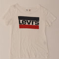 LEVI'S Womens Graphic T-Shirt Top UK 6 XS White Vintage Levi's and Second-Hand Levi's from Messina Hembry 