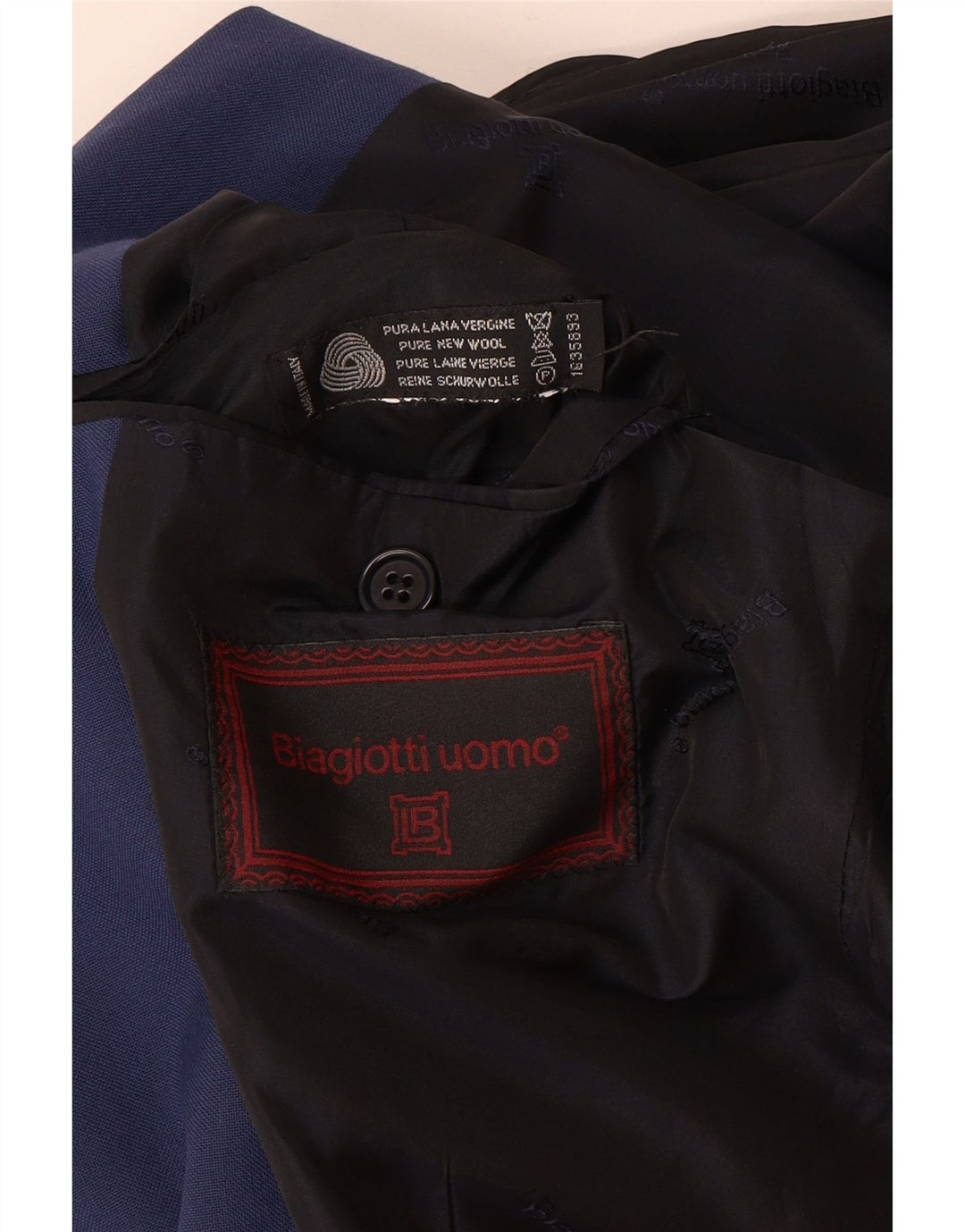 Biagiotti Herre 2-knaps blazerjakke UK 38 Medium Blue New Wool