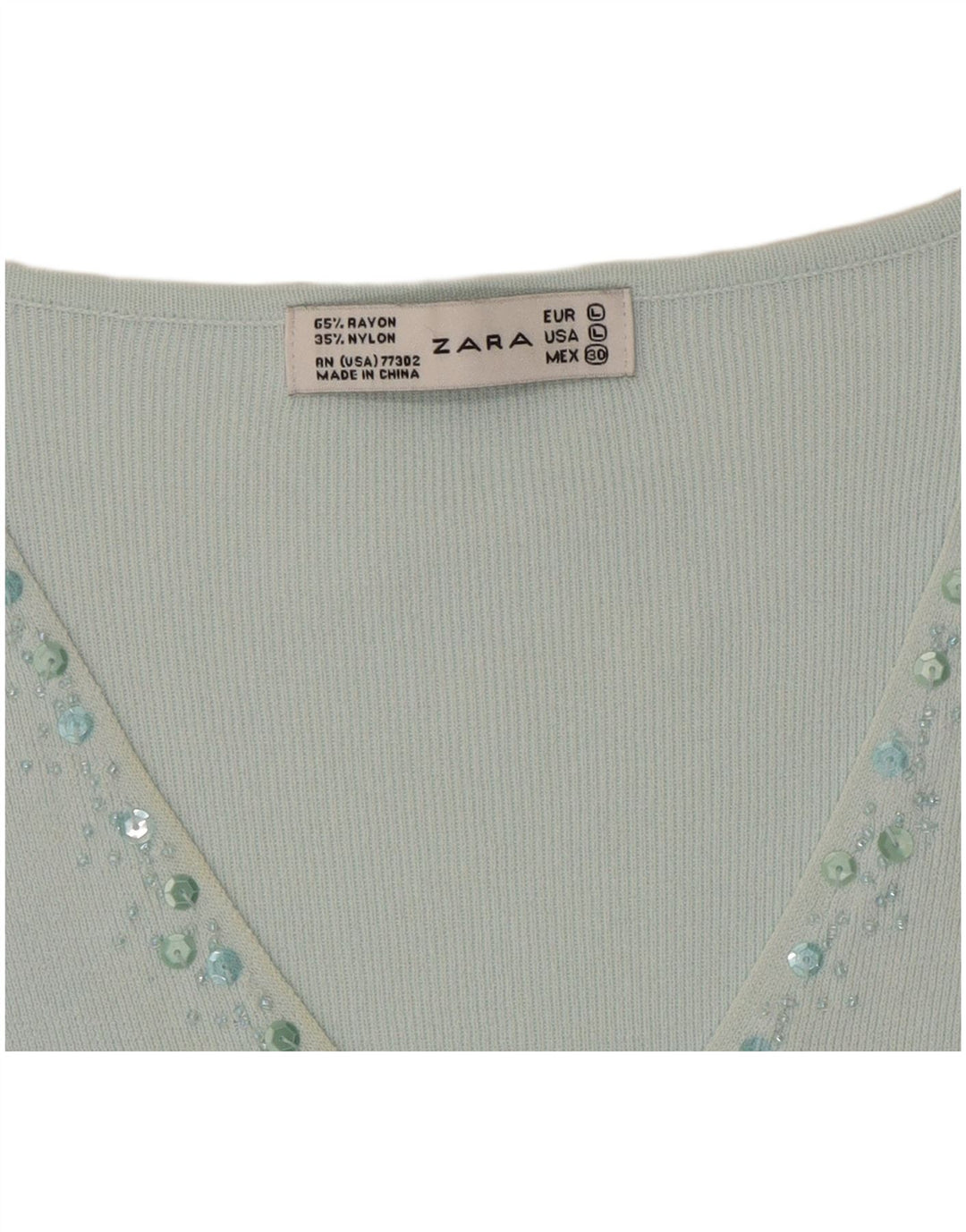 Zara Dame Top 3/4 ærmet Stor turkis Rayon