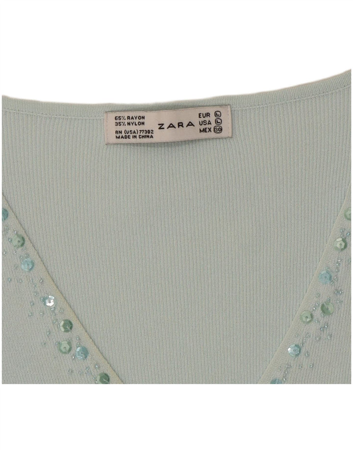 Zara Dame Top 3/4 ærmet Stor turkis Rayon