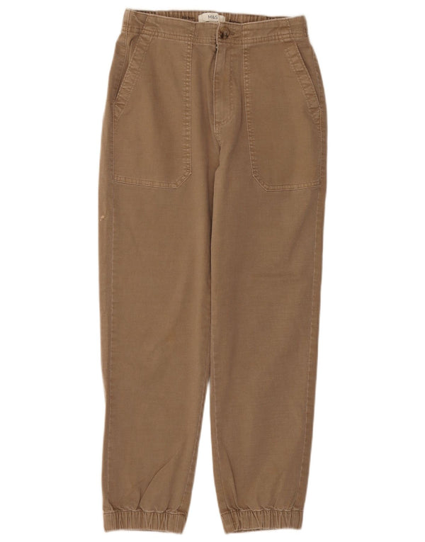 Marks & Spencer Joggerbukser til kvinder UK 10 Small W28 L26 Beige Bomuld