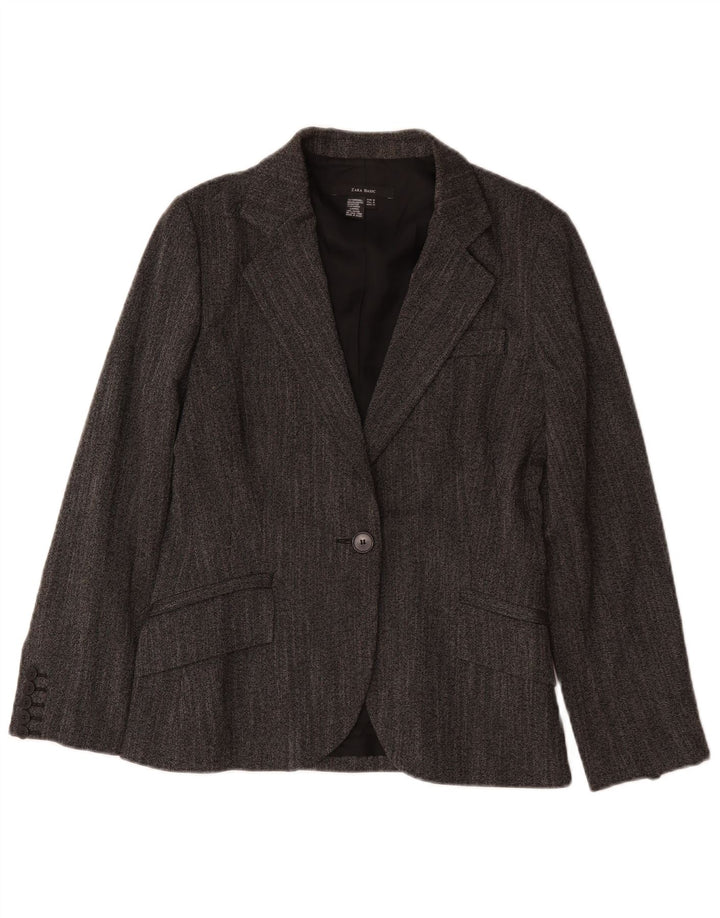 Zara Dame 1 Knap Blazer Jacket UK 12 Medium Grey Polyester