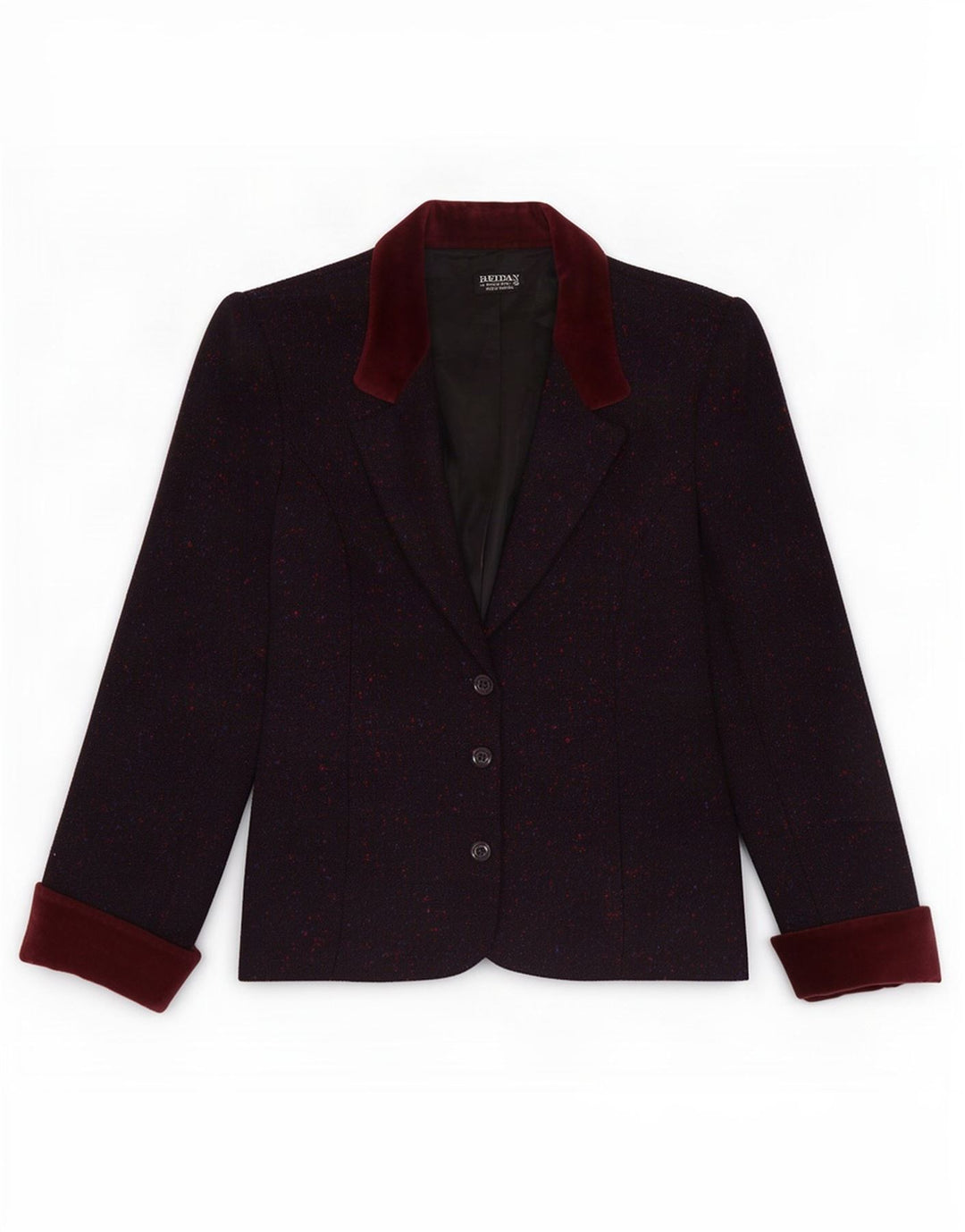 Reldan Dame 3 Button Blazer Jacket UK 14 Medium Burgundy Flecked New Wool