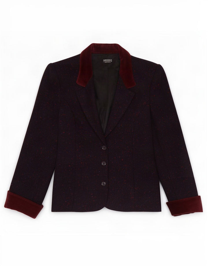 Reldan Dame 3 Button Blazer Jacket UK 14 Medium Burgundy Flecked New Wool