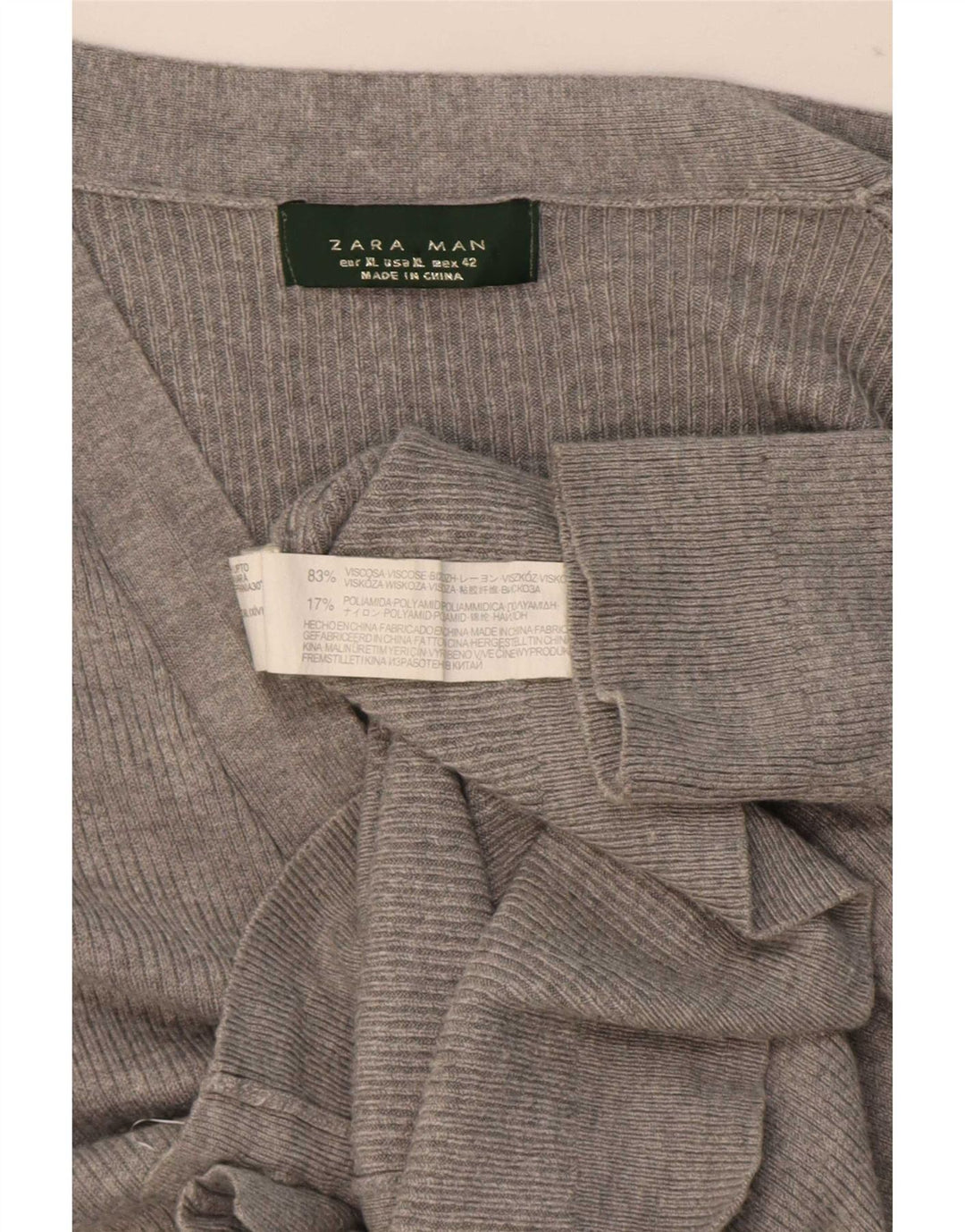 Zara Herre Cardigan Sweater XL Grå Viscose