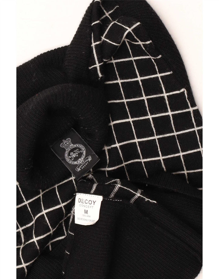 Vintage Dame Roll Neck Jumper Sweater UK 12 Medium Black Check Wool