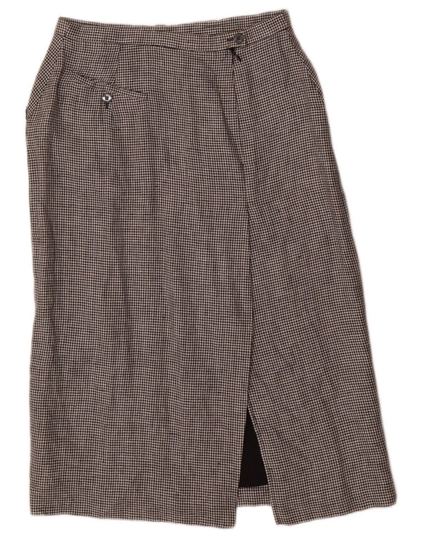 Vintage Midi-nederdel til kvinder UK 10 Small W28 Grey Houndstooth