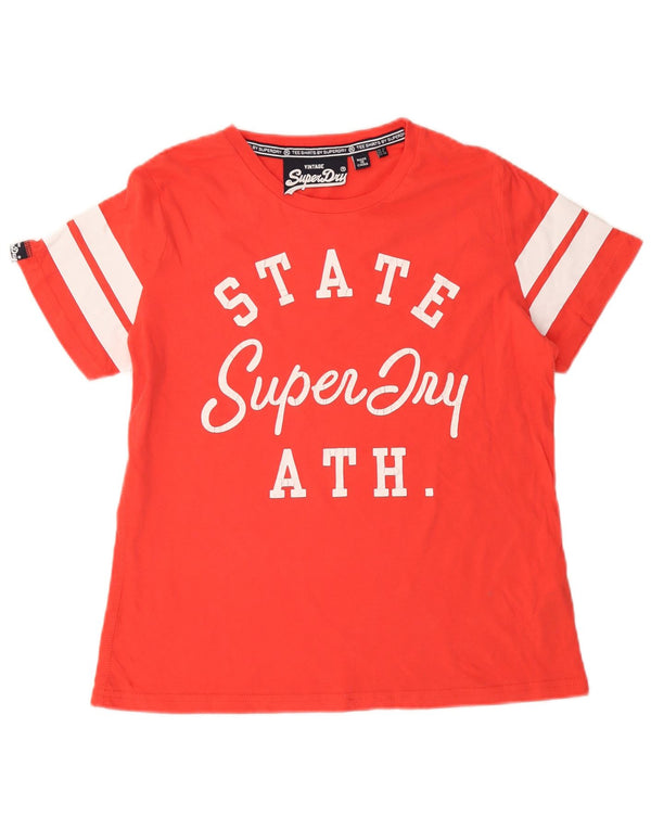 Superdry Grafisk T-shirttop til kvinder UK 12 Medium Rød Colourblock Bomuld