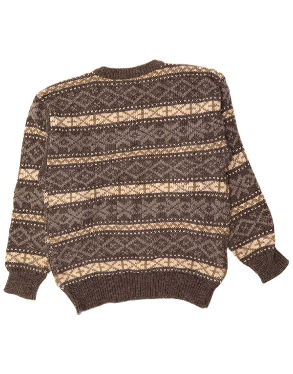 Canda Mens Crew Neck Jumper Sweater EU 52/54 Large Grey Fair Isle Acrylic