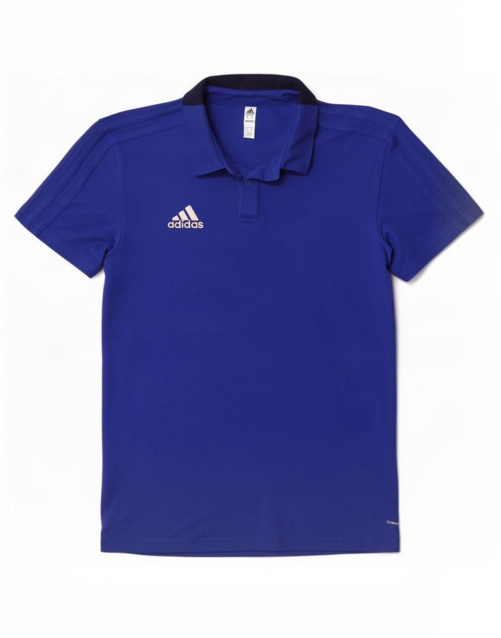 Adidas Herre Climalite Polo Shirt Medium Blue Colourblock Bomuld