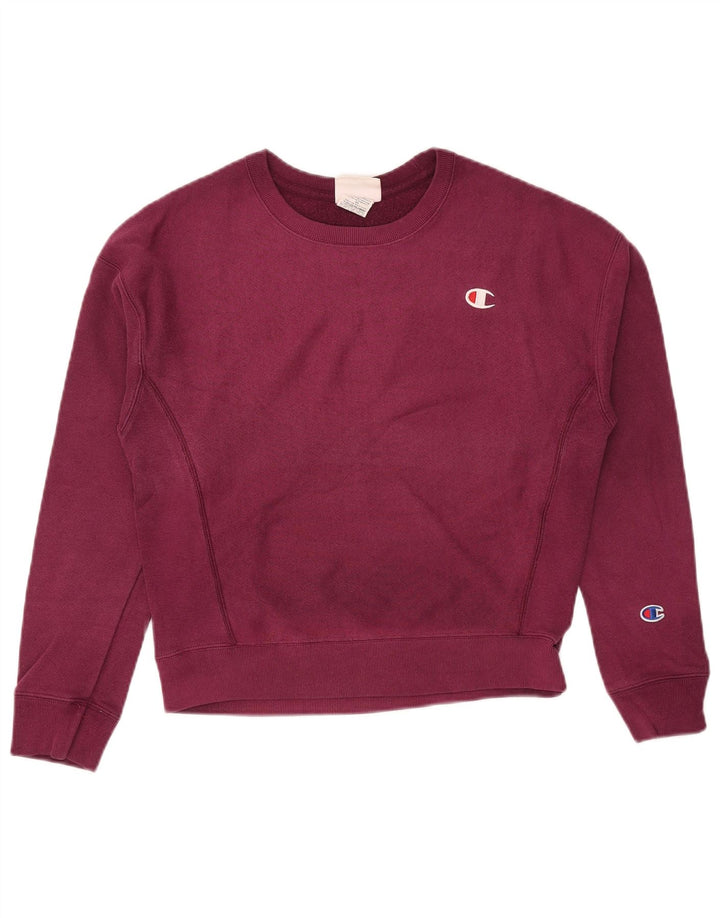 Champion Womens Oversized Sweatshirt Jumper UK 10 Small Bourgogne Bomuld