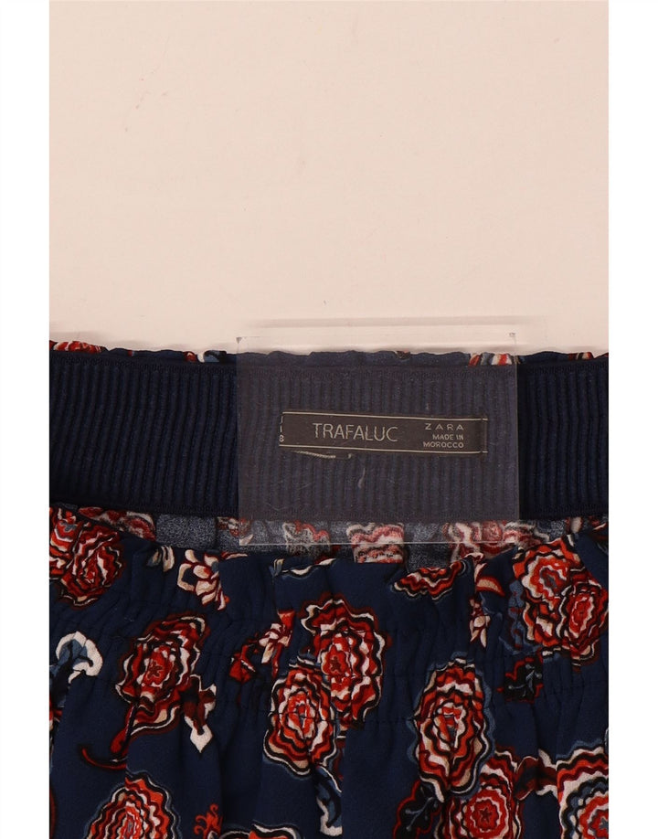 Zara Dame Mini-nederdel Medium W28 Navy Blue Floral