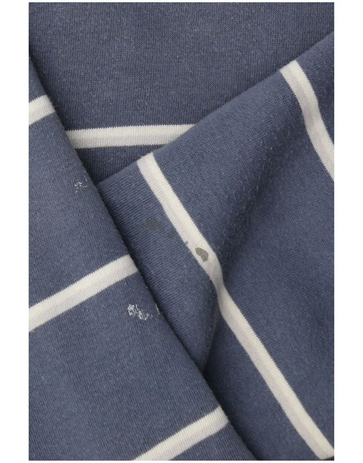 Besætningstøj Herre Zip Neck Sweatshirt Jumper Stor blå stribet bomuld