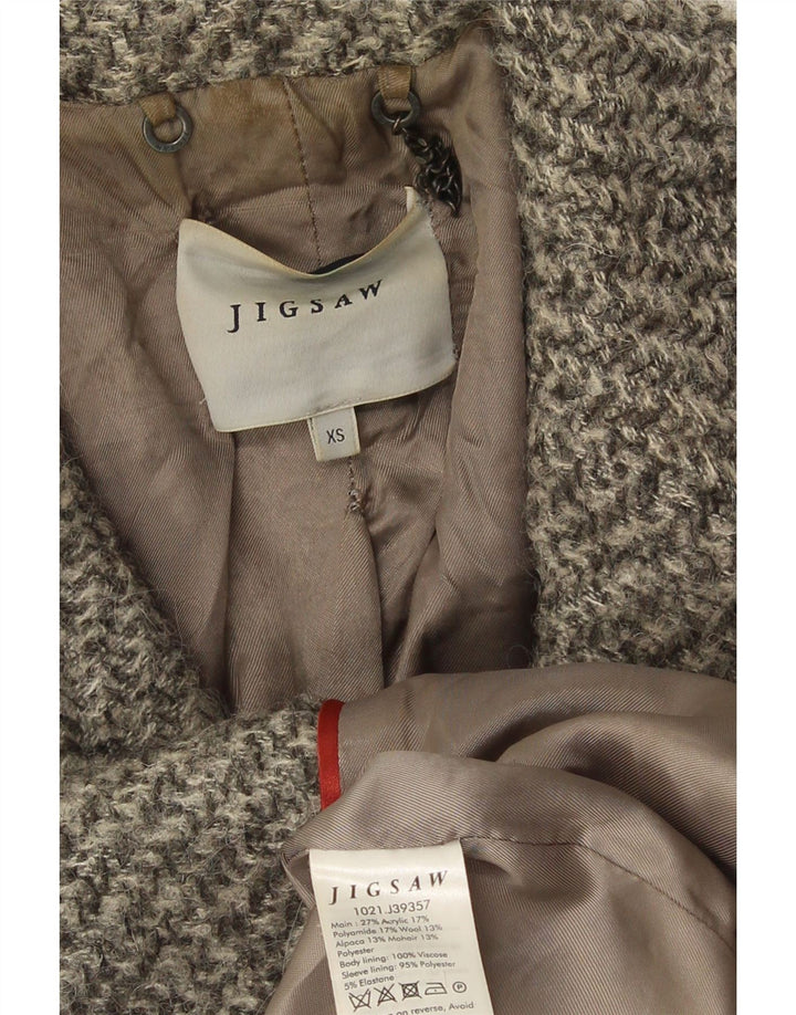 Jigsaw Dame Oversized Dobbeltradet Frakke UK 6 XS Grå Akryl