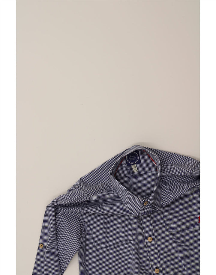 JOULES Boys Shirt 9-10 Years Navy Blue Gingham Cotton Vintage Joules and Second-Hand Joules from Messina Hembry 