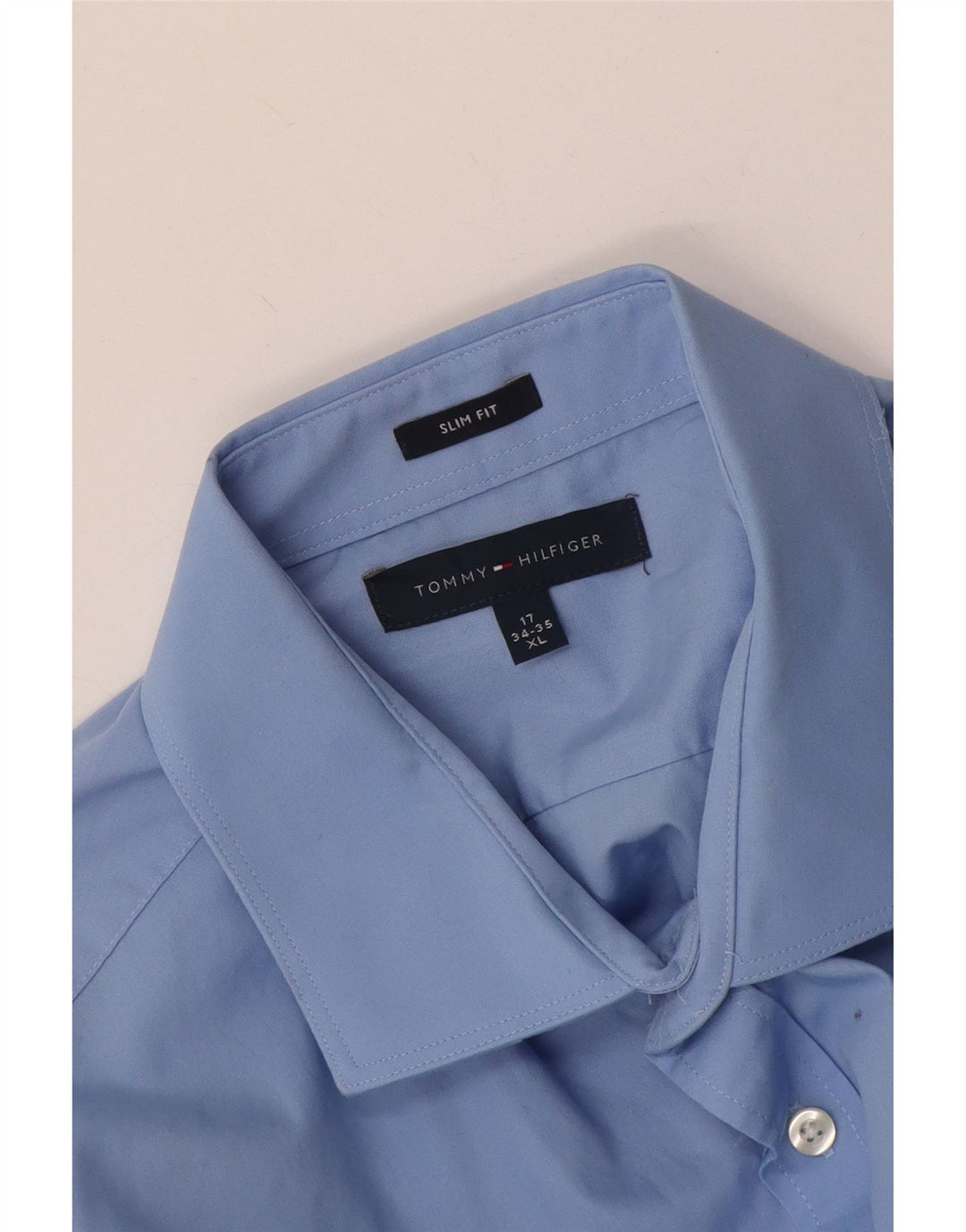 Tommy Hilfiger Herre Slim Fit Skjorte Størrelse 17 XL Blå