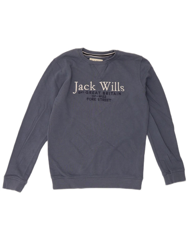 Jack Wills Boys Grafisk Regular Fit Sweatshirt Jumper 10-11 år Blå