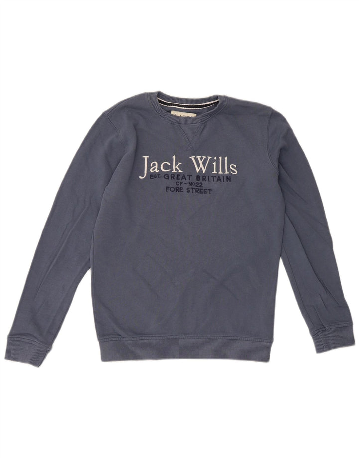 Jack Wills Boys Grafisk Regular Fit Sweatshirt Jumper 10-11 år Blå