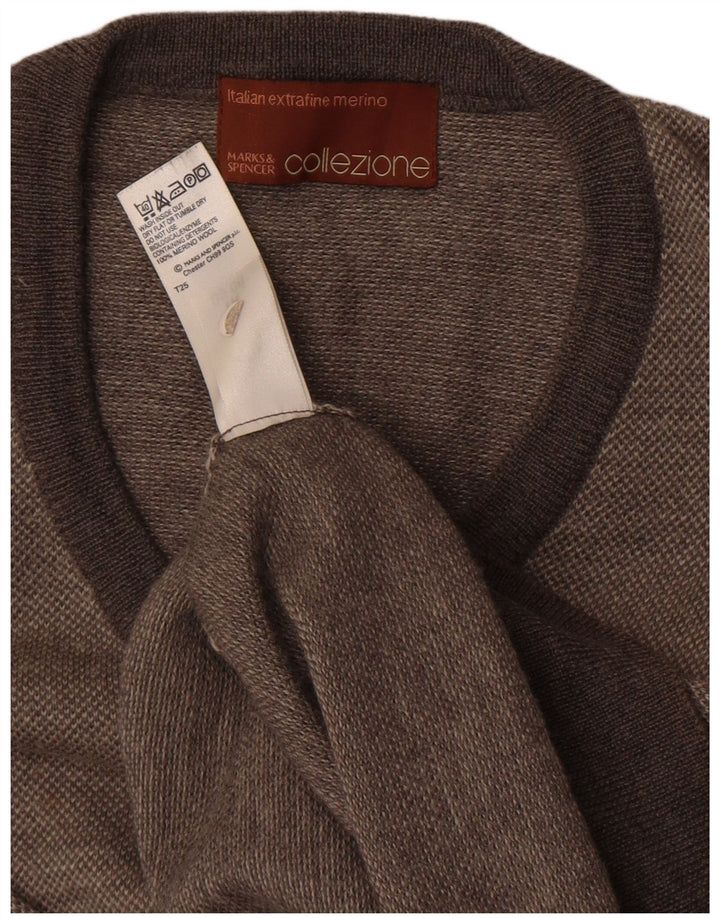 Marks & Spencer Herre V-hals sweater Stor Grå Merinould